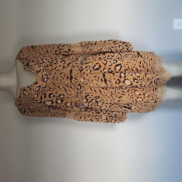 White House Black Market Dresses & Skirts - WHBM leopard print lace trim flowy dress-8